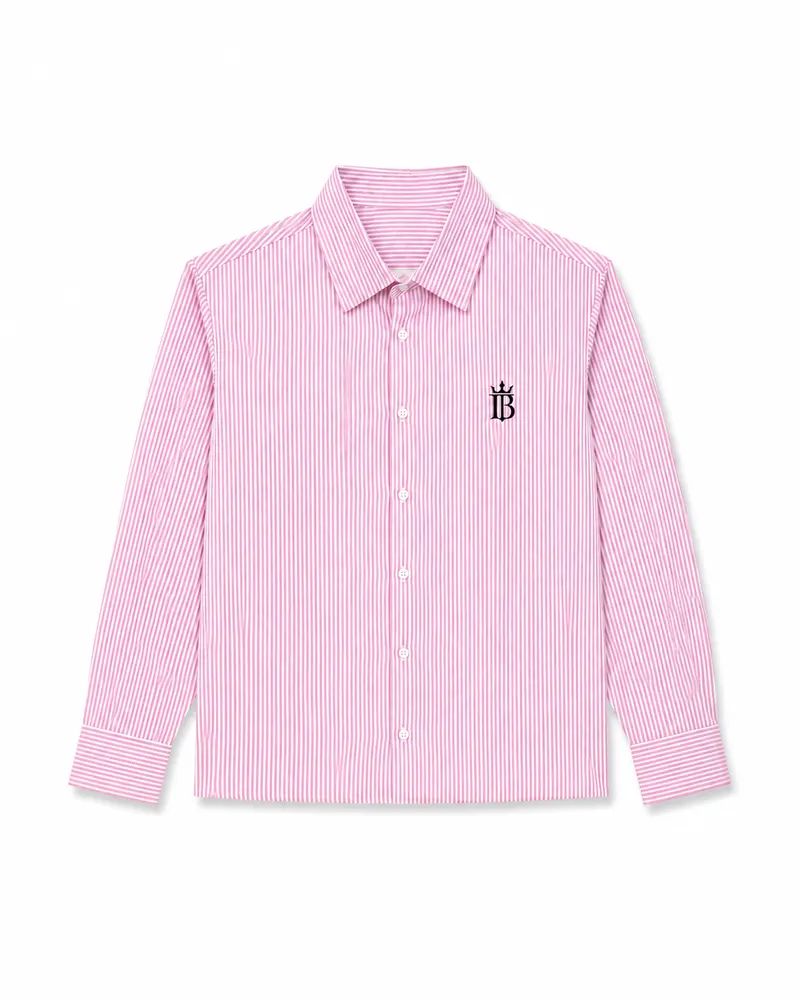 Chemise BARON rose à fines rayures